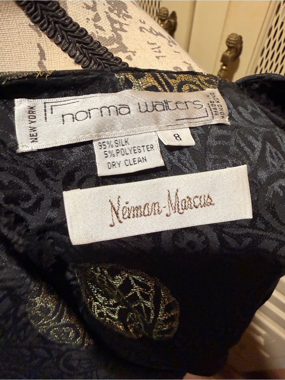 VTG Norma Walters Neiman Marcus Silk Beaded Medallion Maxi Skirt Set 8 - Picture 7 of 7